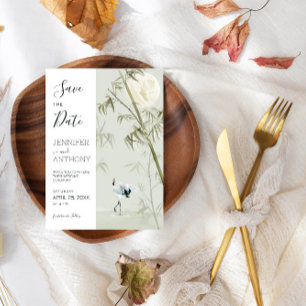 Crane en Bamboe Plant Save The Date