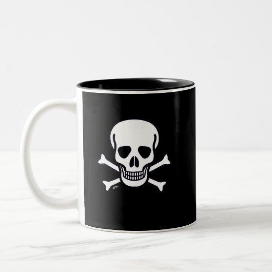 Crâne en os noir 2 tons main droite tasse à café (Gauche)