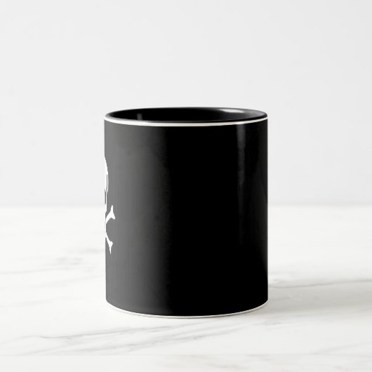 Crâne en os noir 2 tons main droite tasse à café (Centre)