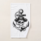 Crâne et Ancre de pirates audacieux - Conception n (Serviette à main)