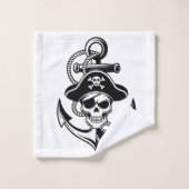Crâne et Ancre de pirates audacieux - Conception n (Gant de toilette)