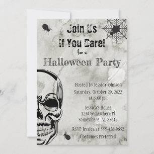 Crâne et araignées Invitation de fête d'Halloween