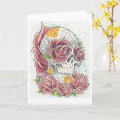 Crâne et carte de voeux rose par Dana Tyrrell (Fleur jaune)