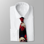 crâne et cravate des hommes de roses rouges (Attaché)