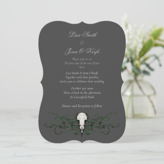 Crâne et Ivy Moody Gothic Wedding Invitations (Debout devant)