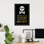 Crâne et os, Affiche de bienvenue d'Halloween or (Bureau à domicile)