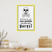 Crâne et os, Affiche de bienvenue Halloween (Cuisine)