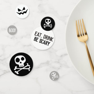 Crâne et os croisés Éffrayant Halloween Confetti