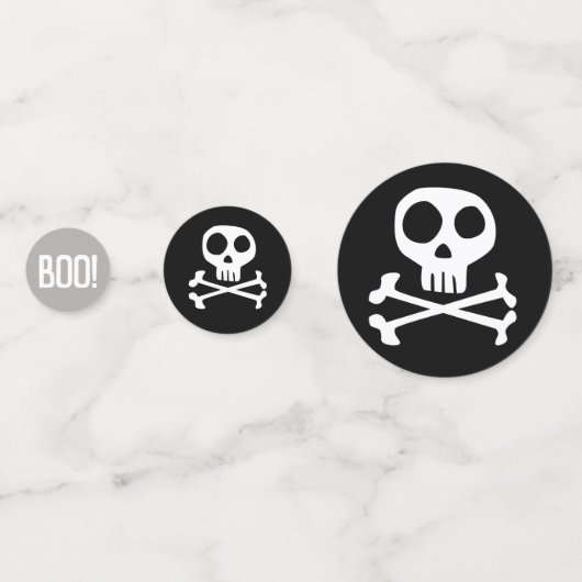 Crâne et os croisés Éffrayant Halloween Confetti (Derrière)