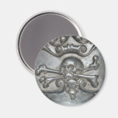 Crâne et os en marbre noir Aimants frigo (Recto/Verso)