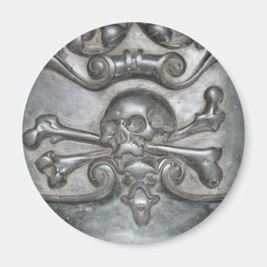 Crâne et os en marbre noir Aimants frigo (Devant)