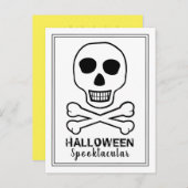 Crâne et os, Invitation à la fête d'Halloween (Devant / Derrière)