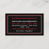 Crâne et os, Invitation de billet de la fête d'Hal (Dos)