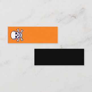 Crâne et os orange noir carte de visite mini vert