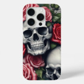 Crâne et Rose Apple iPhone 15 Pro Coque (Verso)