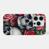 Crâne et Rose Apple iPhone 15 Pro Coque (Verso Horizontal)