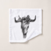 Crâne et Rose noir et blanc (Gant de toilette)