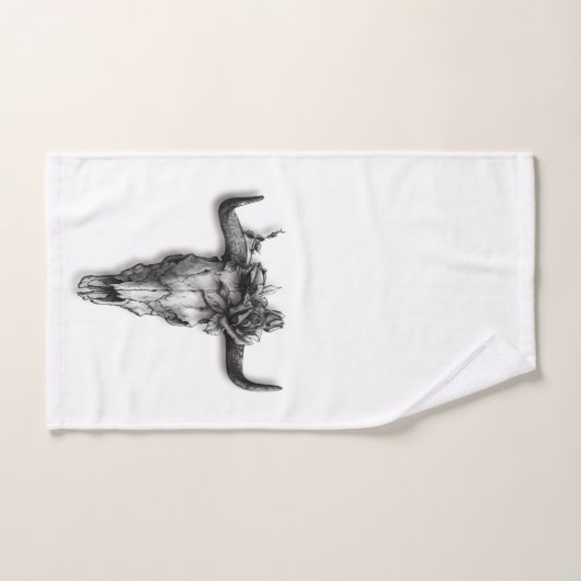 Crâne et Rose noir et blanc (Serviette à main)
