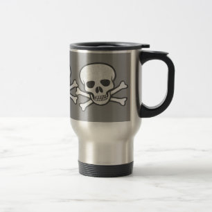 Crâne et tasse affligés d'os croisés