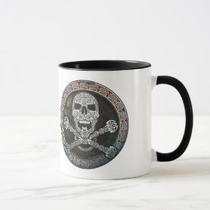 Crâne et tasse celtiques d'os croisés