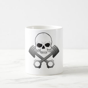 Crâne et tasse de pistons