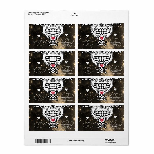 Crâne Étiquette de la Saint-Valentin (Feuille entière)