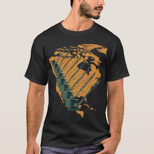 CRANE-EXPLOITANT NORTH AMERICA JIGSAW PUZZLE MAP T-SHIRT (Voorkant)