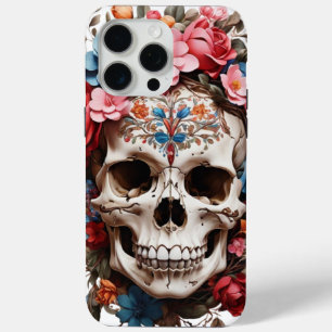 💀 Crâne Fleuri Elegant 🌸 iPhone 15 Pro Max Hoesje