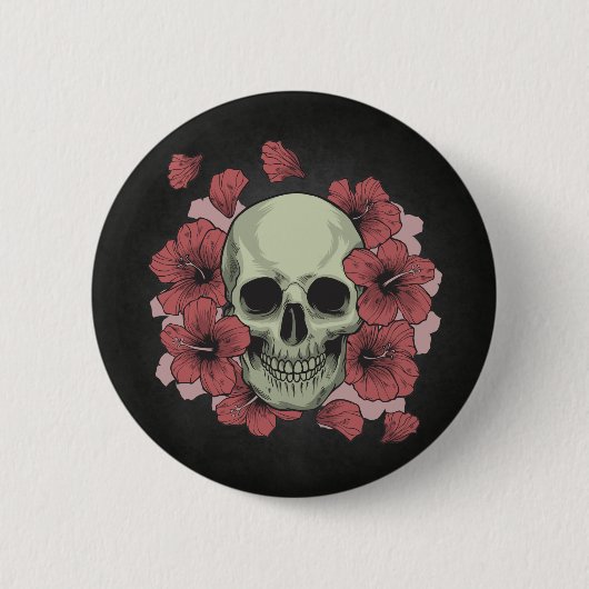 Crâne floral Dia de los Muertos | Badge (Devant)