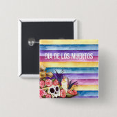 Crâne floral Dia de los Muertos | Badge (Devant & derrière)
