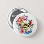 Crâne floral Dia de los Muertos | Badge (Devant & derrière)