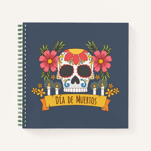 Crâne floral Dia de los Muertos | Carnet (Devant)