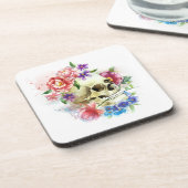 Crâne floral Dia de los Muertos | DESSOUS DE VERRE (Côté gauche)