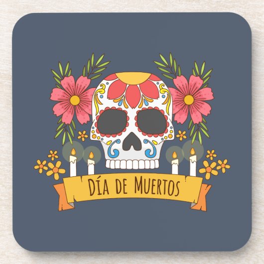 Crâne floral Dia de los Muertos | DESSOUS DE VERRE (Devant)