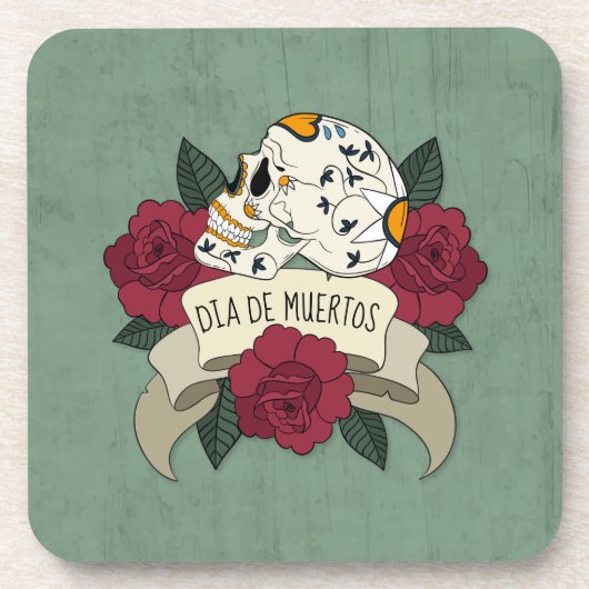 Crâne floral Dia de los Muertos | DESSOUS DE VERRE (Devant)