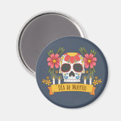 Crâne floral Dia de los Muertos | Magnet (Recto/Verso)