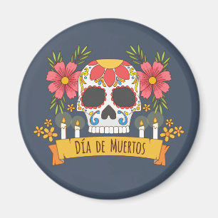 Crâne floral Dia de los Muertos   Magnet