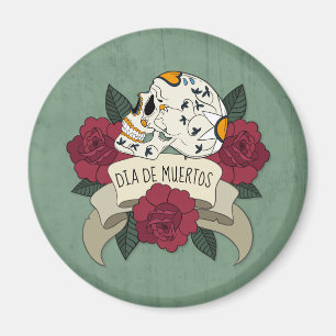 Crâne floral Dia de los Muertos   Magnet