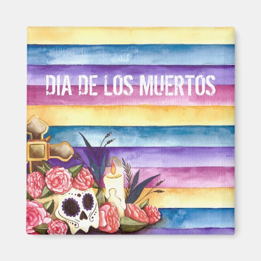 Crâne floral Dia de los Muertos | Magnet (Devant)