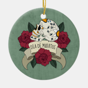 Crâne floral Dia de los Muertos Ornement