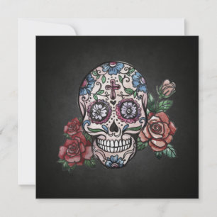 Crâne floral Dia de los Muertos Party Invitation
