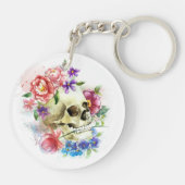 Crâne floral Dia de los Muertos | Porte-clé (Dos)