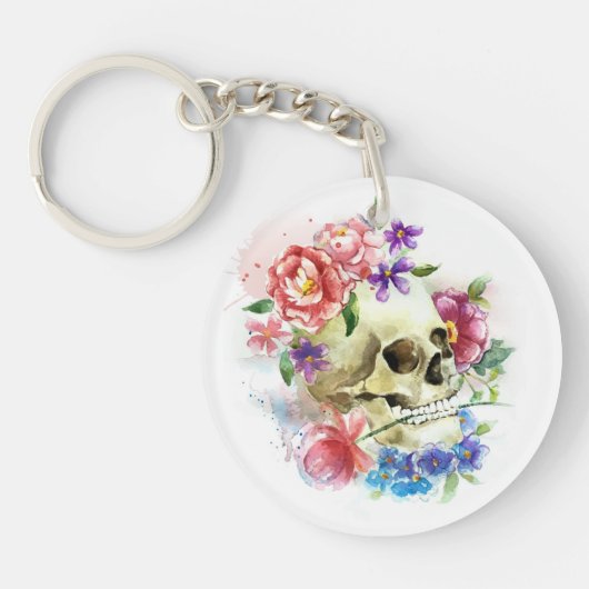 Crâne floral Dia de los Muertos | Porte-clé (Devant)