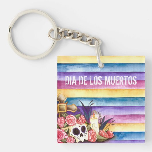 Crâne floral Dia de los Muertos | Porte-clé (Devant)