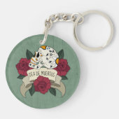 Crâne floral Dia de los Muertos | Porte-clé (Dos)