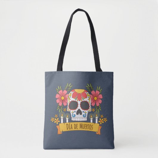 Crâne floral Dia de los Muertos | Sac fourre-tout (Devant)