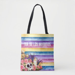 Crâne floral Dia de los Muertos   Sac fourre-tout
