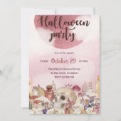 Crâne floral rose Halloween Invitation de la fête (Devant)