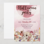 Crâne floral rose Halloween Invitation de la fête (Devant / Derrière)