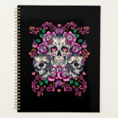 Crâne floral, squelette aquarelle rose, Halloween. (Devant)